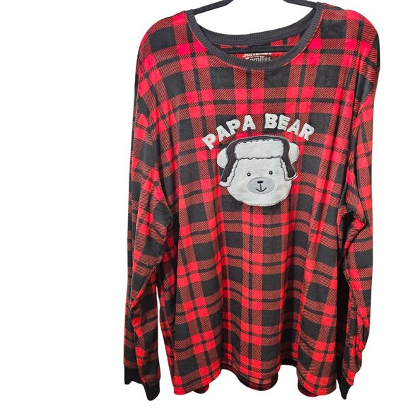 Papa Bear Mens Jammies For Your Families Plaid Fleece Pajama Top 3XLT - Picture 1 of 4